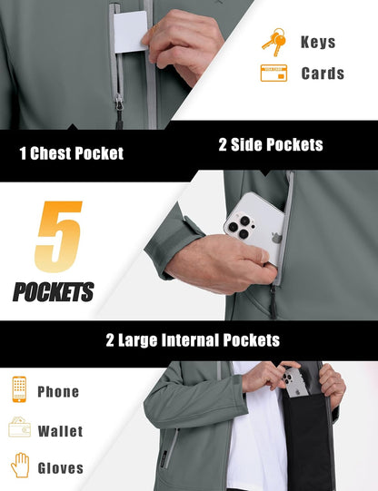 Men’S Softshell Jacket with Removable Hood, Fleece Lined